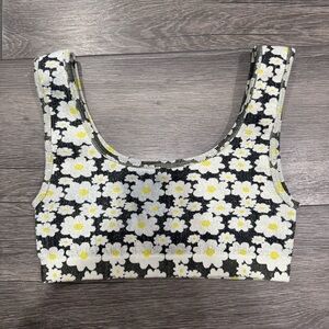 Zara Ribbed Cropped Tank Floral Daisy Size XS-S Brand New